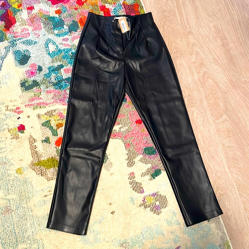 Black vegan leather vestique high waisted pants Never worn new with tags